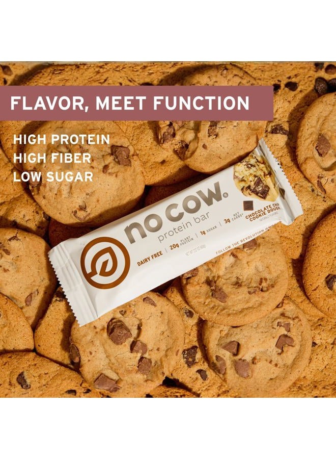 No Cow High Protein Bars, Chocolate Chip Cookie Dough - Healthy Snacks, 20g Vegan Protein, High Fiber, Low Sugar, Keto Friendly, Dairy & Gluten Free (12 Count) - Image 4