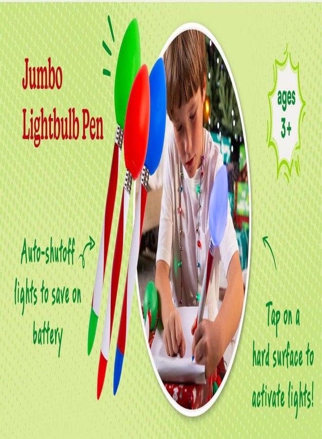 Cool Things Corp Cool Things Christmas Bulb Pen - Light Up Jumbo LED Lightbulb Pens (3 Pack, Red/Green/Blue), Festive Party Favor, Stocking Stuffer, Secret Santa, Holiday Gifts for Kids & Adults - Image 2