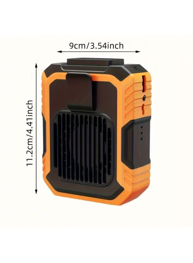 Orange Clip On Waist Fan USB 3 In 1 Portable With Light Three Speed Adjustable For Outdoor Home Office - Image 3
