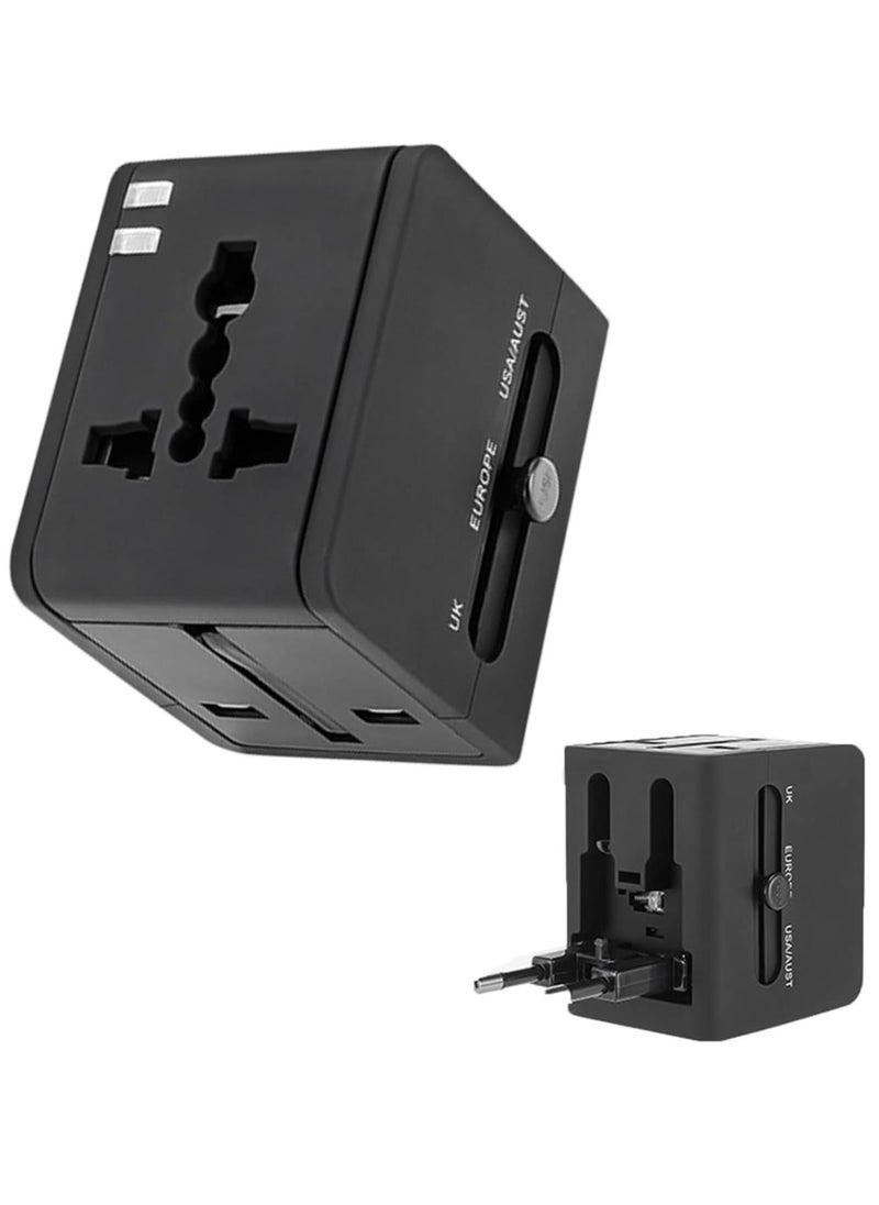 تايكوم محول السفر في جميع أنحاء العالم الكل في واحد محول قابس الطاقة العالمي مع منافذ USB مزدوجة للكمبيوتر المحمول للهاتف الخليوي في الولايات المتحدة الأمريكية والاتحاد الأوروبي والمملكة المتحدة وأستراليا  - Image 1