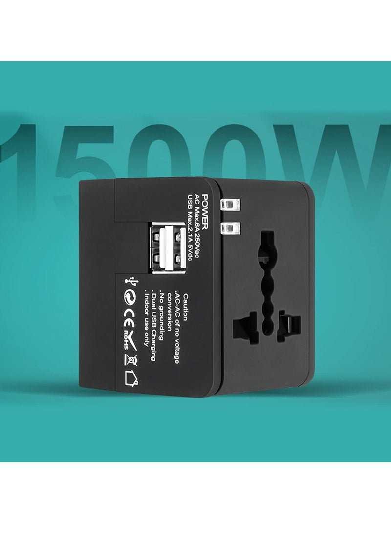 تايكوم محول السفر في جميع أنحاء العالم الكل في واحد محول قابس الطاقة العالمي مع منافذ USB مزدوجة للكمبيوتر المحمول للهاتف الخليوي في الولايات المتحدة الأمريكية والاتحاد الأوروبي والمملكة المتحدة وأستراليا  - Image 3