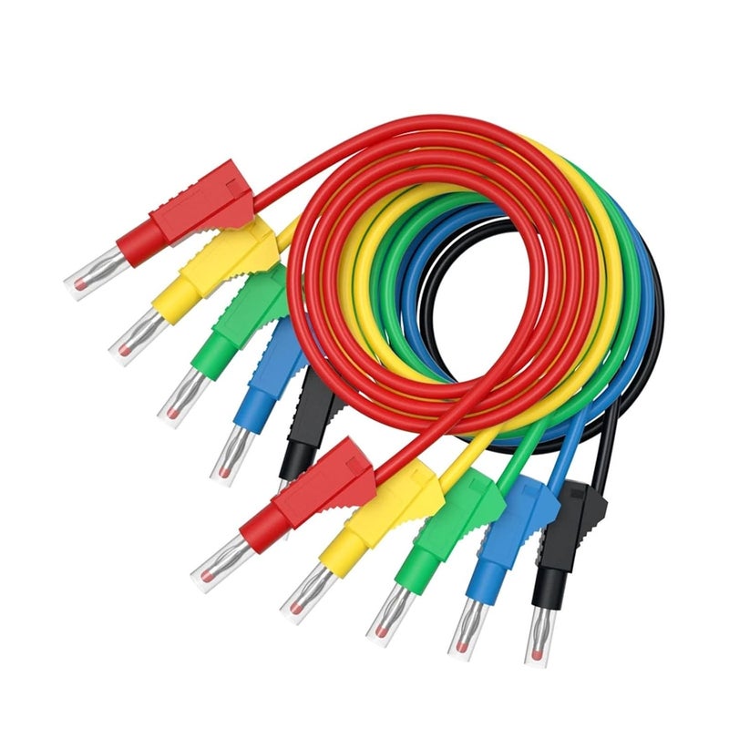 6 Pcs Multi-Meter Test Leads 100cm Cable Wire Line 4mm Security Banana Plug Electrical Tool DIY Random Color - Image 1