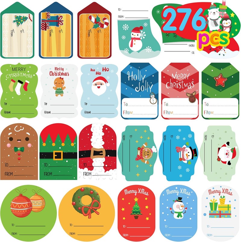 Joy Bang Christmas Gift Tags Self Adhesive Stickers - Christmas Stickers - Xmas Wrapping Paper Decorations Gift Tags for Presents to from Sticker 276Pcs - Image 1