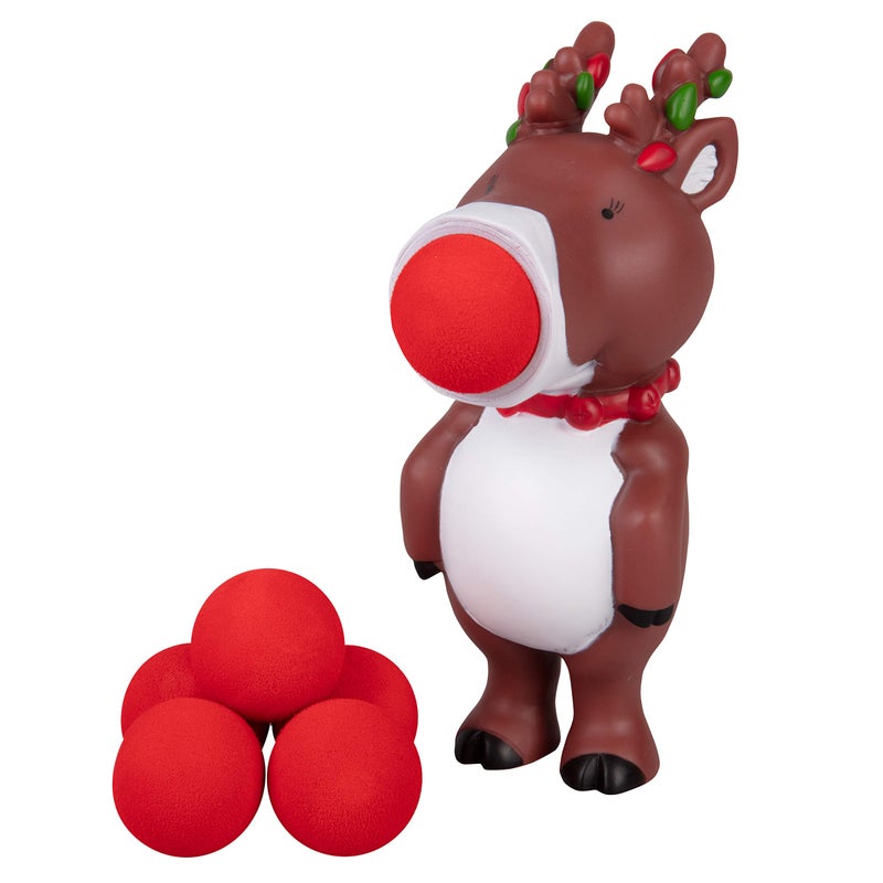 Hog Wild Christmas Reindeer Ball Popper Toy - Holiday Stocking Stuffer Includes 4 Soft Foam Balls - Squeeze to Pop Air Powered Balls Up to 20 Feet - Indoor/Outdoor Play - Gift for Kids, Girls, Boys - Image 1