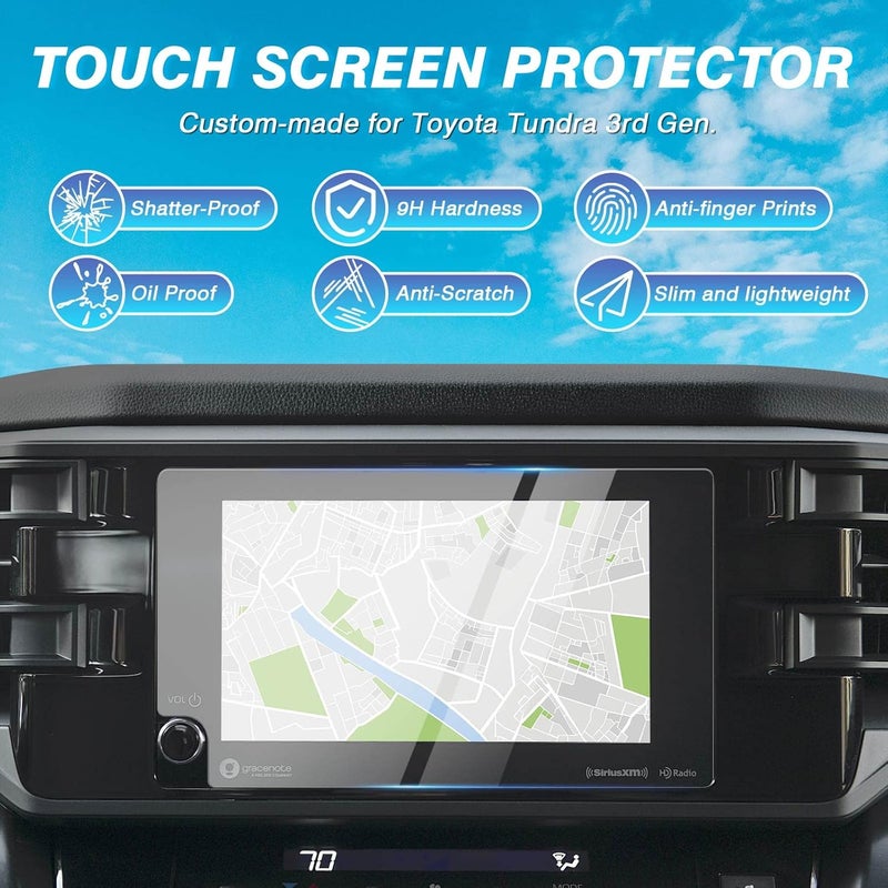 Karltys 【Upgrade 2 Pack Screen Protector for 【No Glare u0026 Fingerprint】 Tempered Glass Toyota Tundra SR SR5 2022~2025/2023~2025 Sequoia SR5 8-Inch - Image 2