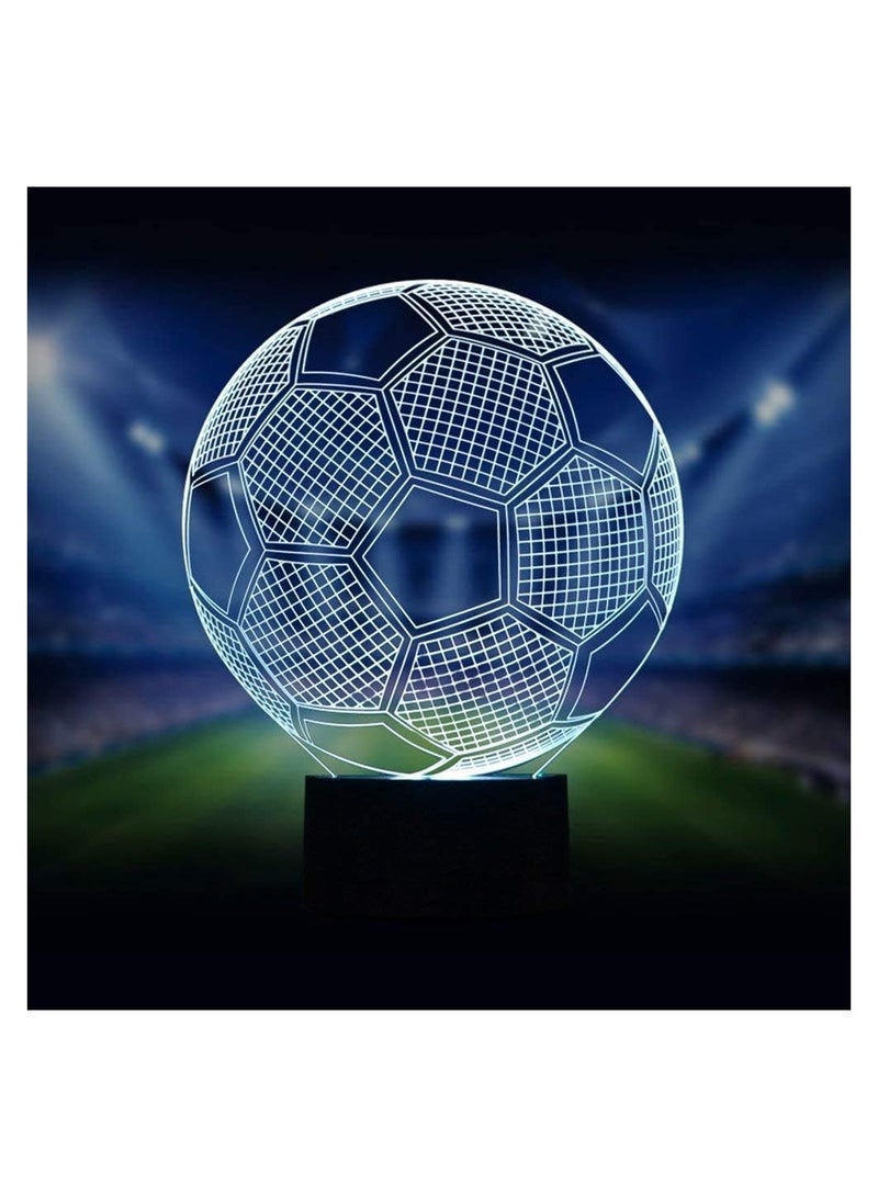 3D مصباح ليلي ثلاثي الأبعاد لكرة القدم من شركة althiqahkey مزود بـ 7 ألوان LED للأطفال - Image 2