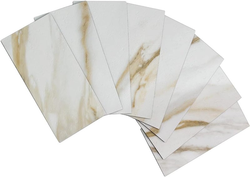 AULIGET 3" x 6" Subway Tile Peel and Stick Backsplash, Thick PVC Stick on Wall Tiles (100, Calacatta Gold) - Image 1