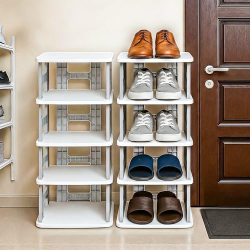 VERAT 5 Tier Shoes Rack/Foldable Shoe Rack/Adjustable Shoe Organizers/Shoe Rack Plastic/Shoe Stand Foldable/Multipurpose Footwear Stand for Home/Closet for Toys/Shoes/Slipers/Storage Organizer(Grey) - Image 1