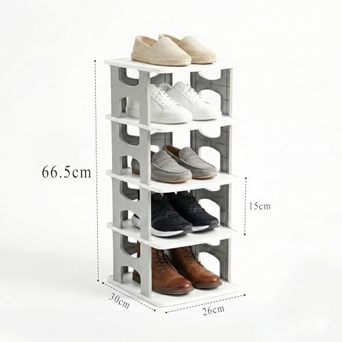 VERAT 5 Tier Shoes Rack/Foldable Shoe Rack/Adjustable Shoe Organizers/Shoe Rack Plastic/Shoe Stand Foldable/Multipurpose Footwear Stand for Home/Closet for Toys/Shoes/Slipers/Storage Organizer(Grey) - Image 2