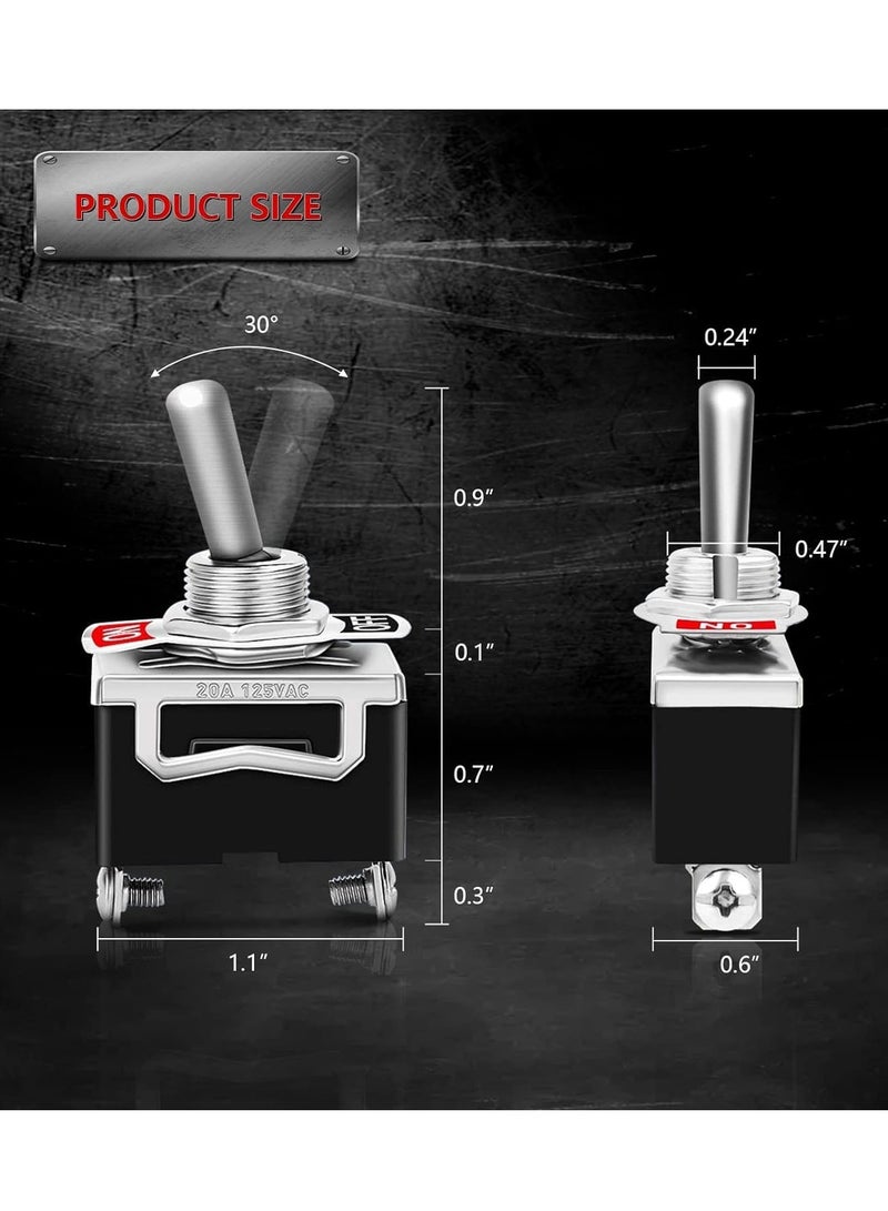 Excefore مفتاح تبديل، مفتاح تبديل متين مقاوم للماء، مفتاح تبديل SPST 2 دبوس مقاوم للماء 12 فولت 20 أمبير، مفتاح تشغيل وإيقاف متين للقوارب واليخوت والسفن (8 قطع) - Image 2