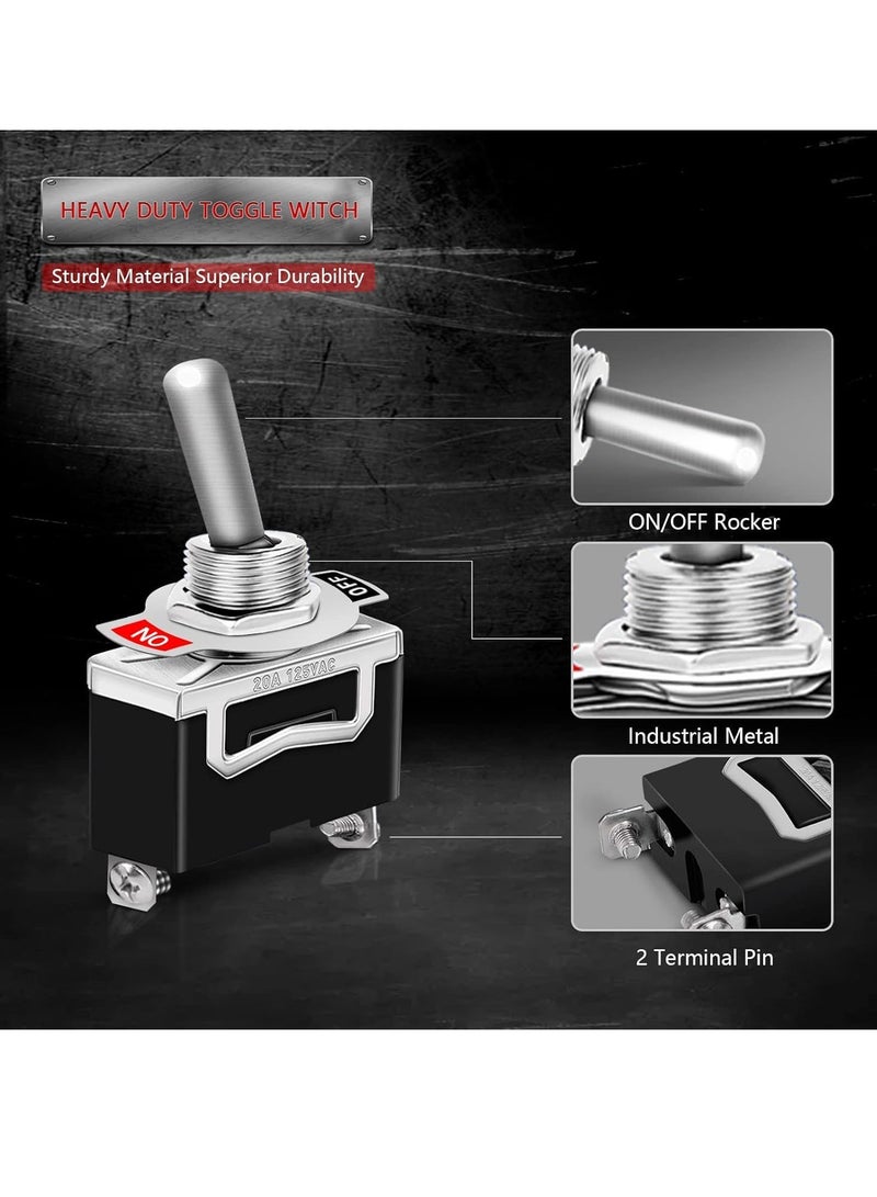 Excefore مفتاح تبديل، مفتاح تبديل متين مقاوم للماء، مفتاح تبديل SPST 2 دبوس مقاوم للماء 12 فولت 20 أمبير، مفتاح تشغيل وإيقاف متين للقوارب واليخوت والسفن (8 قطع) - Image 5