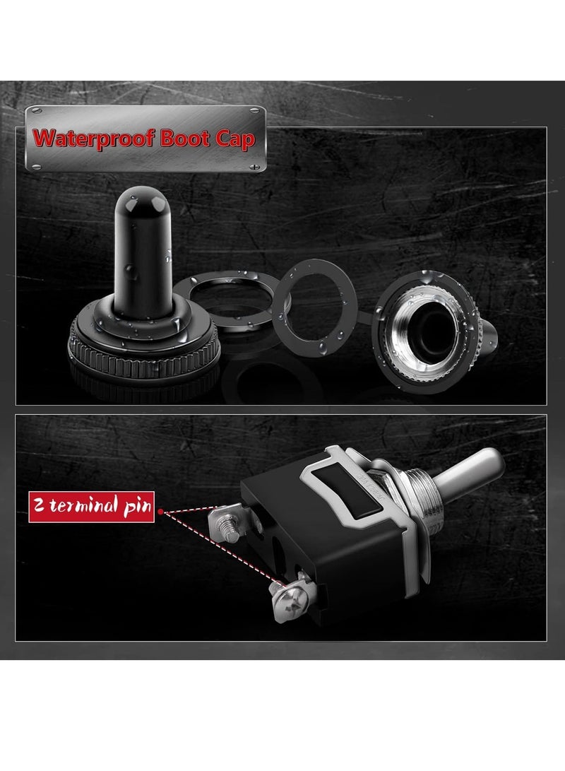 Excefore مفتاح تبديل، مفتاح تبديل متين مقاوم للماء، مفتاح تبديل SPST 2 دبوس مقاوم للماء 12 فولت 20 أمبير، مفتاح تشغيل وإيقاف متين للقوارب واليخوت والسفن (8 قطع) - Image 3