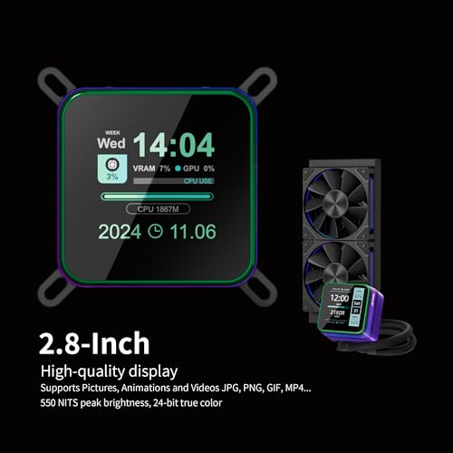 ANT Esports مبرد سائل Ant Esports Glacius 240 AIO|شاشة LCD بحجم 2.8"|إنتل LGA1851، AMD AM5|مروحة عالية الأداء 2000 RPM، 86 CFM، 3.54 mmH2O من الضغط الساكن|عرض مراقبة درجة الحرارة المغناطيسي - Image 4