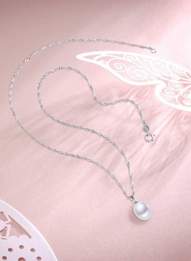 HXZZ ??Valentine's Day Gifts?? Freshwater Cultured White Teardrop Pearl & Sterling Silver Pendant Necklace, Fine Jewelry for Women, Birthday Gifts for Her Girlfriend Mom - Image 4