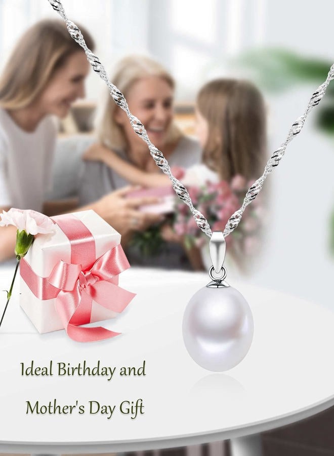 HXZZ ??Valentine's Day Gifts?? Freshwater Cultured White Teardrop Pearl & Sterling Silver Pendant Necklace, Fine Jewelry for Women, Birthday Gifts for Her Girlfriend Mom - Image 2