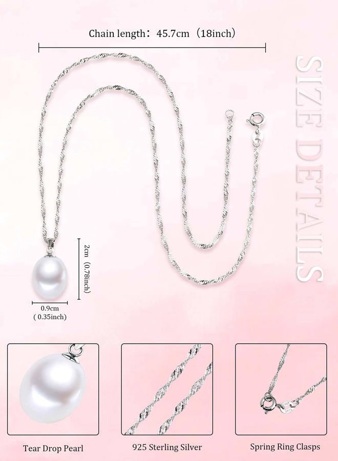 HXZZ ??Valentine's Day Gifts?? Freshwater Cultured White Teardrop Pearl & Sterling Silver Pendant Necklace, Fine Jewelry for Women, Birthday Gifts for Her Girlfriend Mom - Image 3