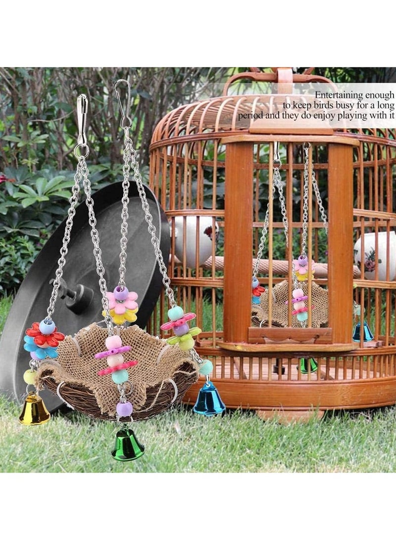 general Natural rattan nests and swing toys with bells provide comfortable hammocks for cockatoos, macaws, budgies, lovebirds and finches - Image 4