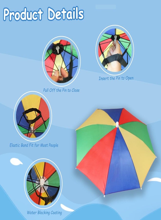 Babelshar 2 Pack Umbrella Hat for Adults with Elastic Band, Fun Colorful Party Umbrella Hats for Kids, Hands-free Adjustable Size Fits All Ages for Outdoor Sun Rain Protection - Image 4