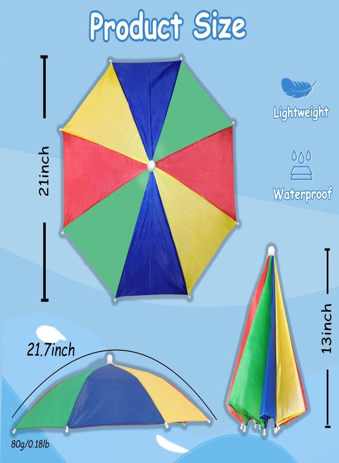 Babelshar 2 Pack Umbrella Hat for Adults with Elastic Band, Fun Colorful Party Umbrella Hats for Kids, Hands-free Adjustable Size Fits All Ages for Outdoor Sun Rain Protection - Image 2