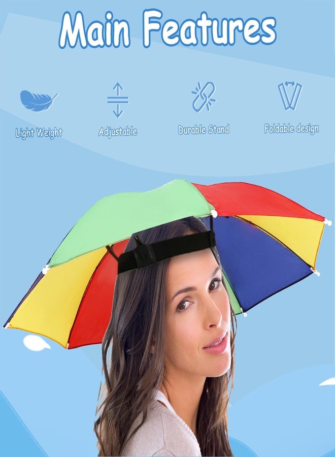 Babelshar 2 Pack Umbrella Hat for Adults with Elastic Band, Fun Colorful Party Umbrella Hats for Kids, Hands-free Adjustable Size Fits All Ages for Outdoor Sun Rain Protection - Image 3