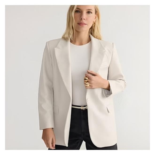 trendyol Cream Oversize Woven Blazer Jacket Twoss23Bc00049 - Image 1