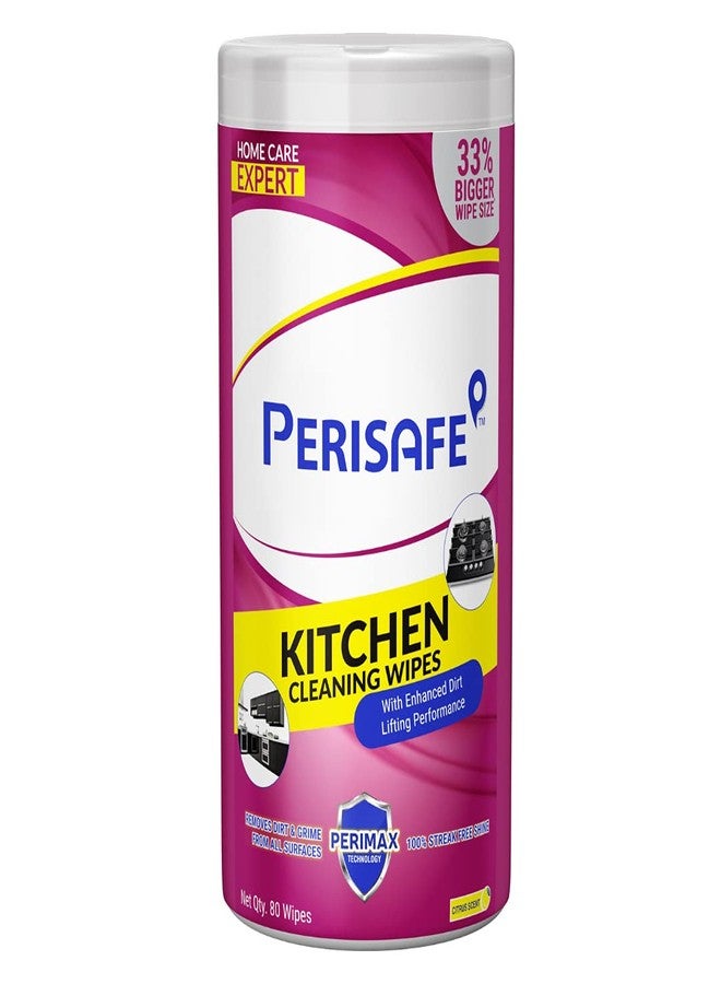 PERISAFE Kitchen Cleaning Wipes - Pack of 80 Wipes | Enhanced Dirt Lifting Performance | Powerful Formula with Perimax Technology | Large & Thick Wipes | Kills 99.9% of Germs - Image 1