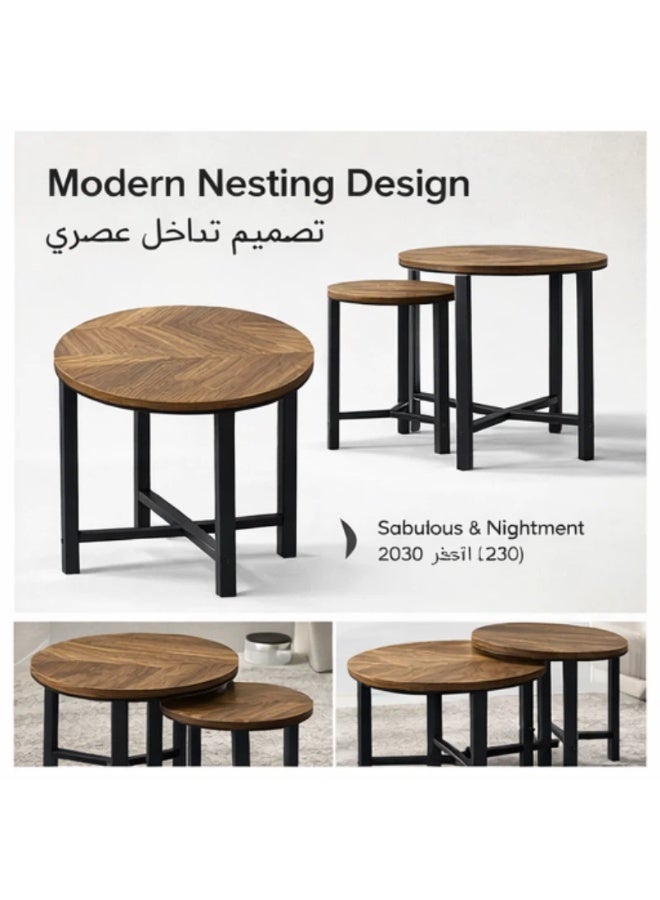 POWER 3-piece coffee table set, round side table for sofa, small side table for living room or bedroom, metal frame, easy to assemble - Image 4
