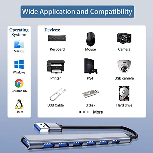 vienon USB Hub 3.0 with 7 Ports, VIENON Aluminium USB 3.0 Hub USB Splitter Extender for for Laptop, PC, MacBook, Mac Pro, Mac Mini, iMac, Surface Pro and More - Image 5