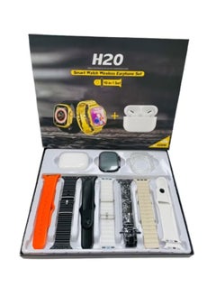 10 in1 Smart Watch Ultra with Earphones Or 10 Straps Full Touch Color Screen Bluetooth Calling Health and Sports Smartwatch Multicolor