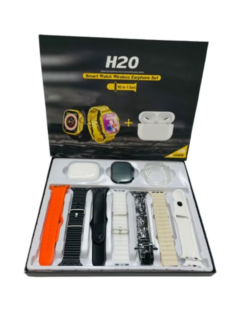 Raxoom - 10 in1 Smart Watch Ultra with Earphones Or 10 Straps Full Touch Color Screen Bluetooth Calling Health and Sports Smartwatch Multicolor - Image 1