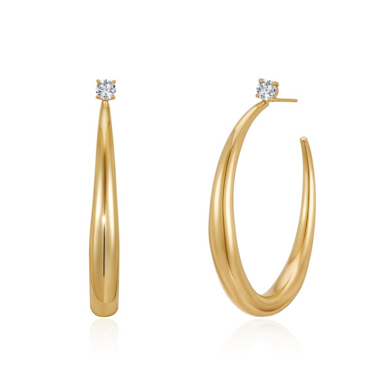 LOYATA Large Gold Hoop Earrings for Women-Chunky 14K Gold Plated Dangle Drop Big Hoop Earrings Trendy Sterling Silver Post Hypoallergenic Large Teardrop Hoops Earring Wedding Jewelry Gifts for Women - Image 1