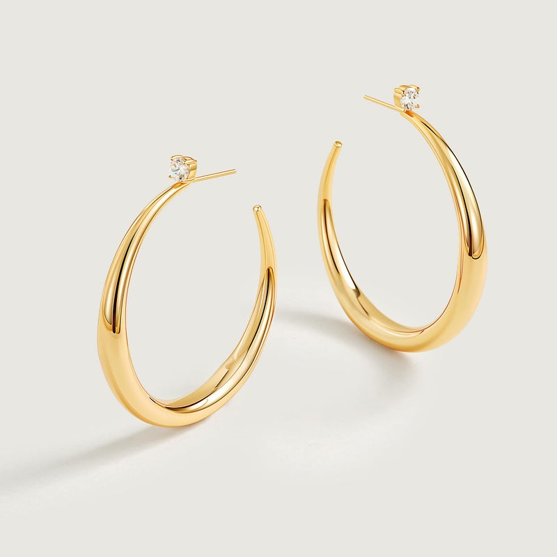 LOYATA Large Gold Hoop Earrings for Women-Chunky 14K Gold Plated Dangle Drop Big Hoop Earrings Trendy Sterling Silver Post Hypoallergenic Large Teardrop Hoops Earring Wedding Jewelry Gifts for Women - Image 5