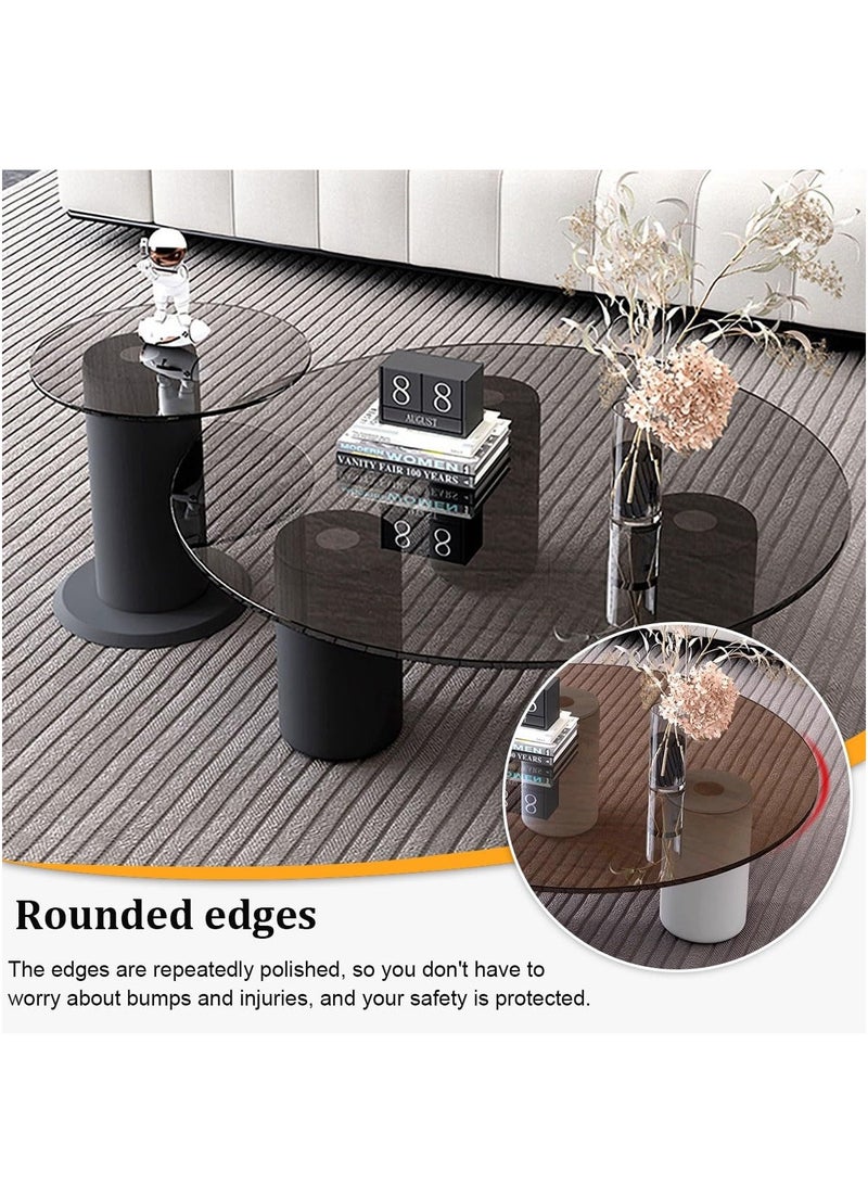 WALALLA Nesting Coffee Table Set of 2,Stylish Center Table for Living Room Set,Modern Coffee Table with Tempered Glass Top, Thickened Metal Legs for Home Living Room Office Easy to Assemble 70+50cm - Image 4