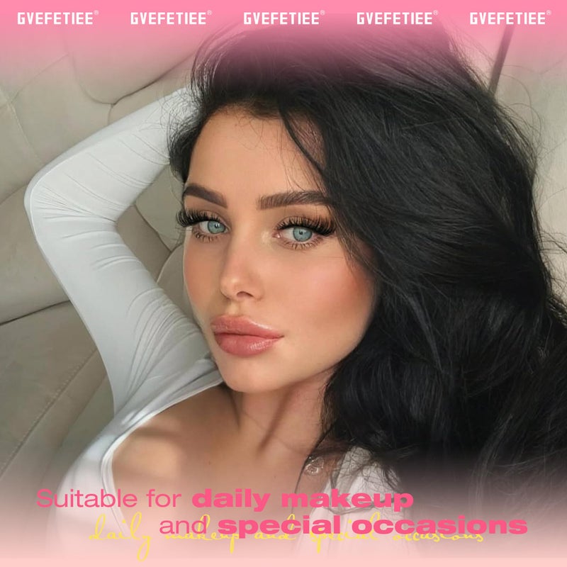 GVEFETIEE False Eyelashes Fox Eye 8 Pairs Pack 40D Natural Look Fluffy Wispy Cat Eye Lashes Soft Faux Mink Lashes Lightweight D-Curl Clear Band Eyealshes by GVEFETIEE - Image 5