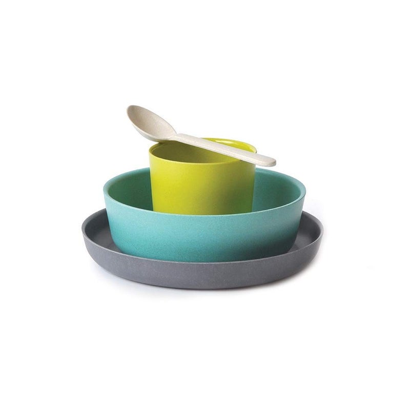 EKOBO Kids Bamboo 4piece Dish Set Gift Box BIOBU Ecomaterial Assorted Colors