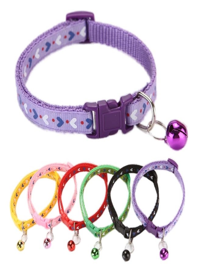 cyhaen Xs Dog Collar with Bell,Soft Nylon Identification Purple Cat Collar Girl Puppy Collar with Bells Adjustable Buckle for XXS Xs Tiny Little Pet Female Dogs,Neck 7.5-12.5 Inch - Image 1