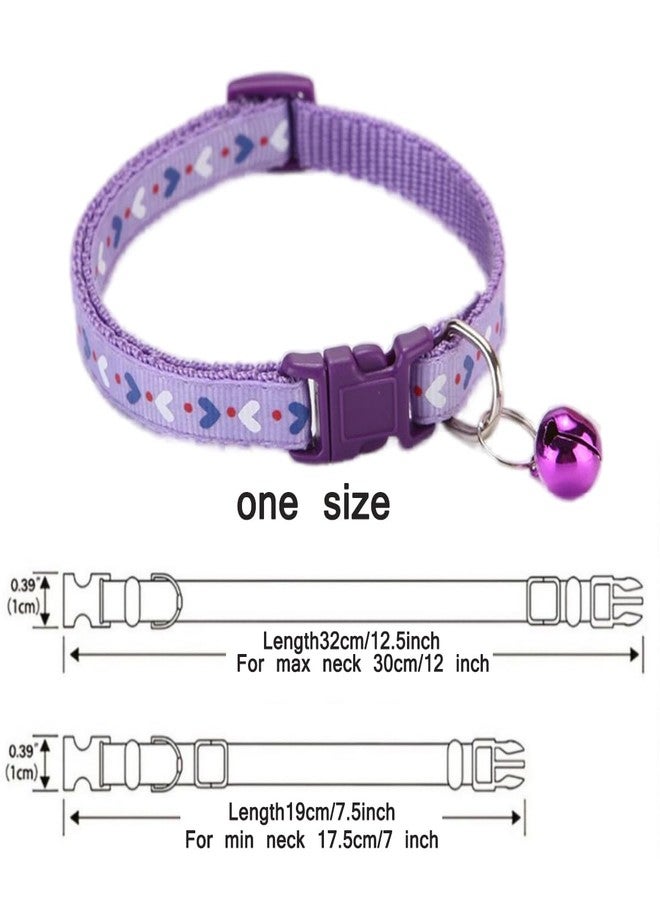cyhaen Xs Dog Collar with Bell,Soft Nylon Identification Purple Cat Collar Girl Puppy Collar with Bells Adjustable Buckle for XXS Xs Tiny Little Pet Female Dogs,Neck 7.5-12.5 Inch - Image 5