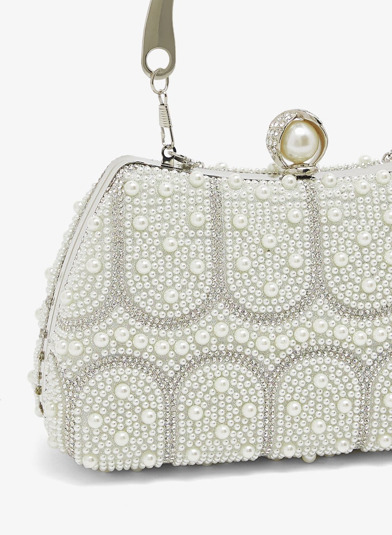 خزانة حقيبة فضية بمقبض مزخرف باللؤلؤ - Image 3