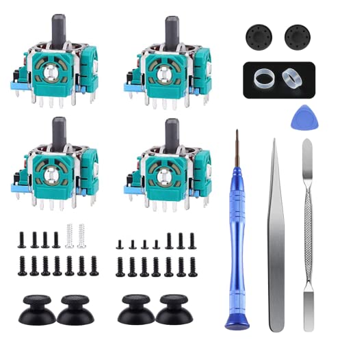 AOLION Joysticks Replacement for PS5 Controller, AOLION 3D Joystick Module Parts Compatible with Playstation 5 DualSense 51 PCS Controller parts 4 Joystick, Thumbstick, 10 Protective Ring and More,blue - Image 1