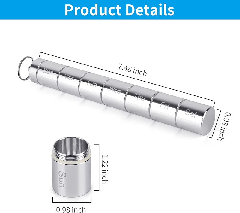 Rabbonix Portable Aluminum Alloy Medicine Organizer Box Tablets Container Case Keychain Stackable & Waterproof Travel Pill Box | Silver | 01 Pcs - Image 5