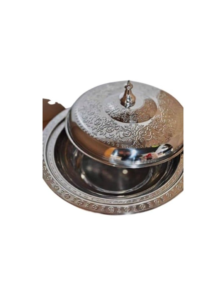 Imported serving tray and serving pot, large size 34 cm, with an elegant cover for serving Kabsa and Fatta in a luxurious and distinctive way R - Image 1