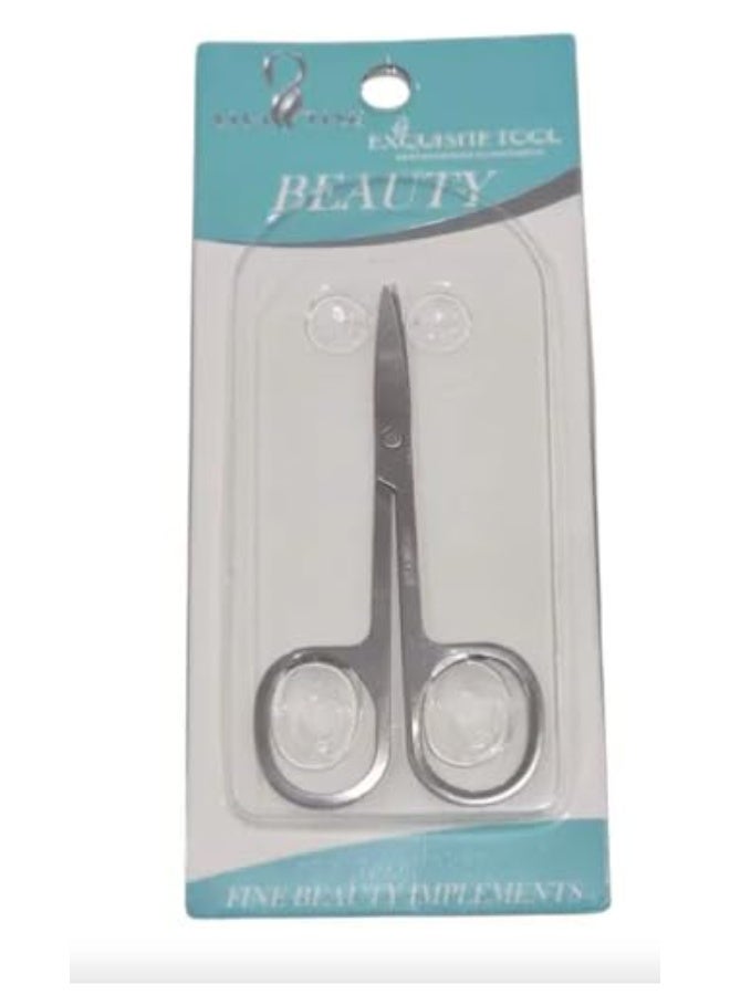 طقم مقصات العناية الشخصية (عرض 3 قطع) - مقص احترافي لقص الزوائد اللحمية، الحواجب، وشعر الوجه والأنف - ستانلس ستيل عالي الجودة - لون فضي. - Image 1