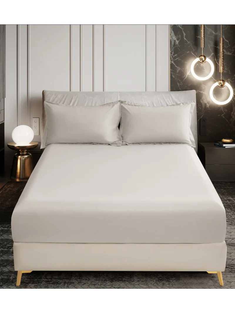 Donetella Bedding Fitted Sheet - Fits 150x200 Cm Bed For Queen Bed 3 Pcs (1 Fitted Sheet and 2 Pillowcases) - 30 Cm Deep Pocket - Solid Bed Sheet