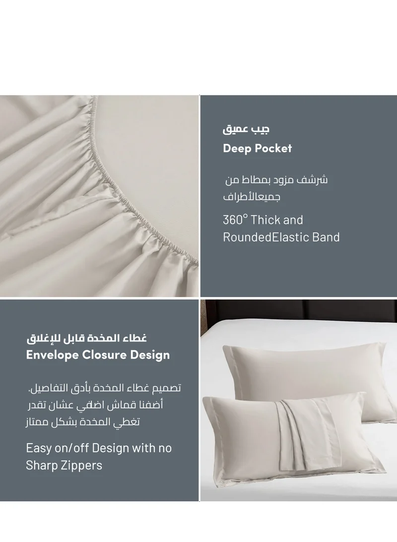 Donetella Bedding Fitted Sheet - Fits 150x200 Cm Bed For Queen Bed 3 Pcs (1 Fitted Sheet and 2 Pillowcases) - 30 Cm Deep Pocket - Solid Bed Sheet