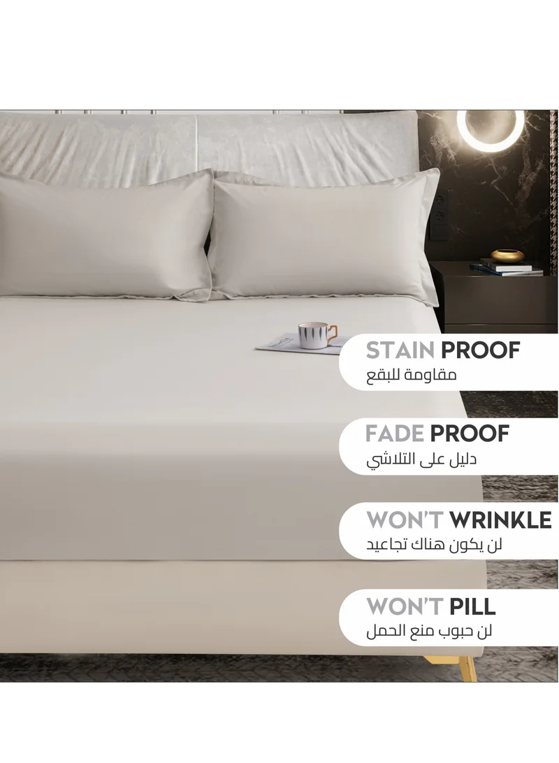 Donetella Bedding Fitted Sheet - Fits 150x200 Cm Bed For Queen Bed 3 Pcs (1 Fitted Sheet and 2 Pillowcases) - 30 Cm Deep Pocket - Solid Bed Sheet