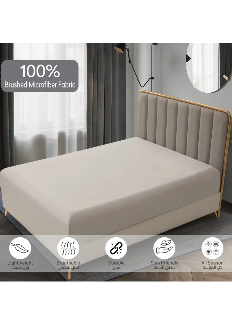 Donetella Bedding Fitted Sheet - Fits 150x200 Cm Bed For Queen Bed 3 Pcs (1 Fitted Sheet and 2 Pillowcases) - 30 Cm Deep Pocket - Solid Bed Sheet