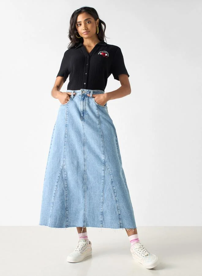 SP Characters Ribbed Shirt with Minnie Mouse Embroidered Detail and Collar