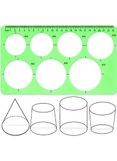 Generic 3 Pieces Circle and Oval Stationery Template, Clear Green Plastic Measuring Template Ruler, Geometric Ruler Template Digital Drawing for Office and School, Drawing Templates (3 Styles)  - Image 4