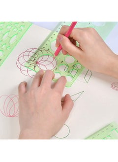 Generic 3 Pieces Circle and Oval Stationery Template, Clear Green Plastic Measuring Template Ruler, Geometric Ruler Template Digital Drawing for Office and School, Drawing Templates (3 Styles)  - Image 5