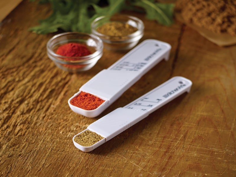 KitchenArt Adjust-A-Teaspoon And Adjust-A-Tablespoon Set, Plastic, 2-Piece, White,9 x 3.5 x 0.75 inches - Image 4